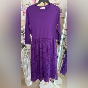 Grace Karin Deep Purple Lace Midi Dress